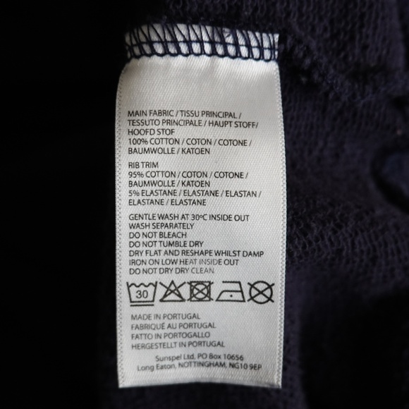 Sunspel Men Navy Blue Cotton Loopback Overhead Hoodie Pullover Size S - Picture 9 of 10